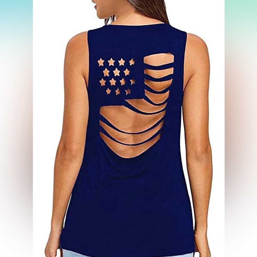 Tank top with American flag back.